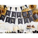 Saml-selv Happy New Year banner guirlande i sort og guld