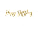 Flot Happy Birthday banner i guld til fødselsdagen