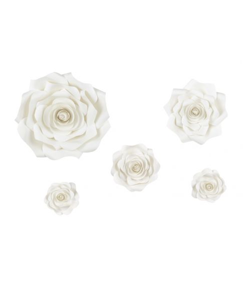 Blomster dekoration Lys creme 5 dele