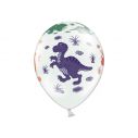 Pastel farvede hvide balloner med dinosaur motiver