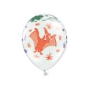 Pastel farvede hvide balloner med dinosaur motiver