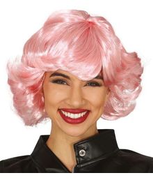 Kort pink paryk til Frenchy fra Grease udklædningen.