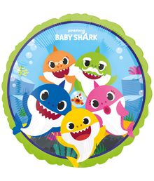 Rund folieballon med Baby Shark