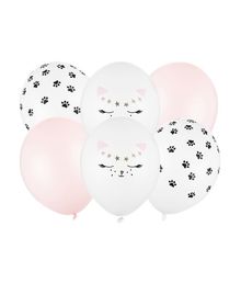 Flot Meow ballon buket med 6 latex balloner.