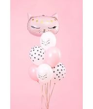 Flot Meow ballon buket med 6 latex balloner.