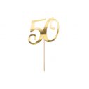 Cake topper 50 guld.