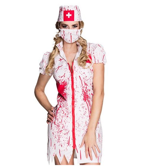 Blodigt sygeplejerske kostume til halloween. 