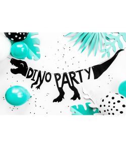 Sød Dino Party bogstavsguirlande i sort karton