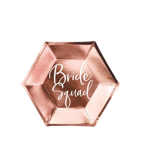 Rose gold tallerkner med Bride Squad