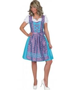 Dirndl kjole turkis og lilla.