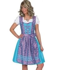 Dirndl kjole turkis og lilla.