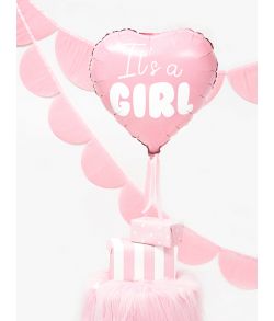 Hjerteformet folieballon med It's a Girl 