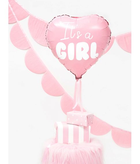 Hjerteformet folieballon med It's a Girl 