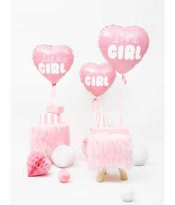 Hjerteformet folieballon med It's a Girl 