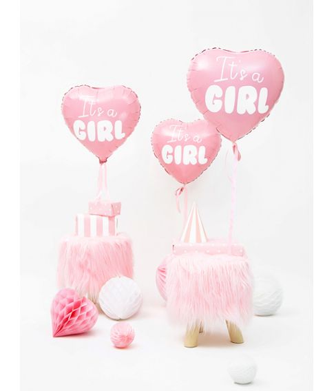 Hjerteformet folieballon med It's a Girl 