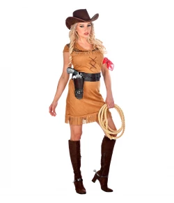 Flot Cowgirl kjole i ruskind-look. 