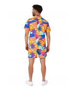 Smart sommersæt fra OppoSuits med skjorte og shorts med palme motiv. 