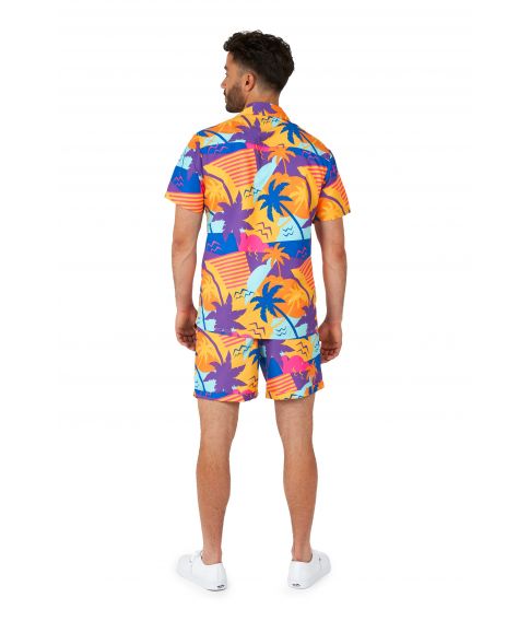 Smart sommersæt fra OppoSuits med skjorte og shorts med palme motiv. 