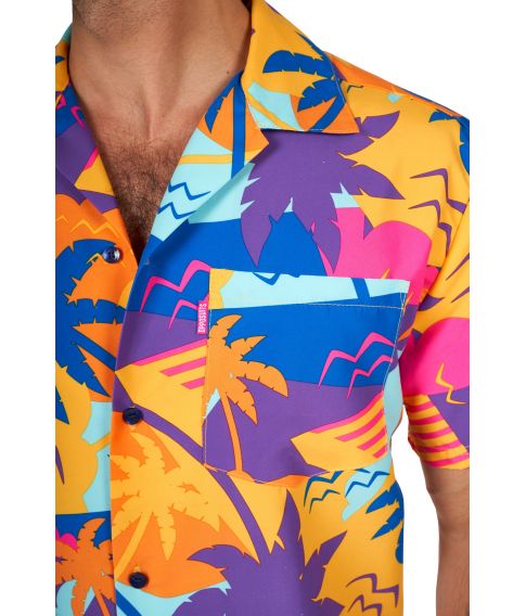 Smart sommersæt fra OppoSuits med skjorte og shorts med palme motiv. 