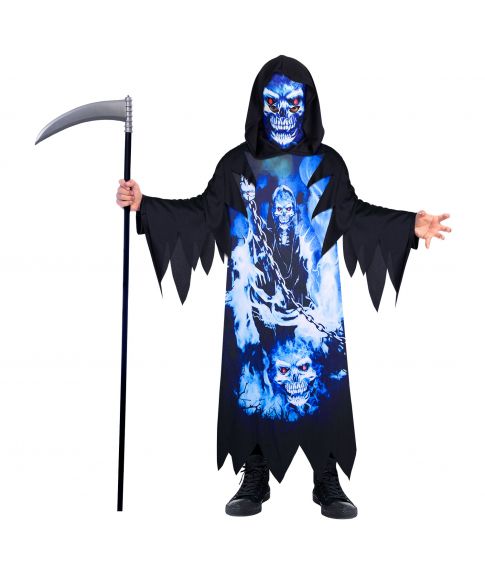 Uhyggeligt Neon Reaper kostume til drenge. 