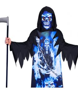 Uhyggeligt Neon Reaper kostume til drenge. 