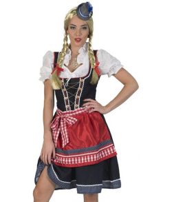 Flot Oktoberfest kostume med kjole, bluse og forklæde.