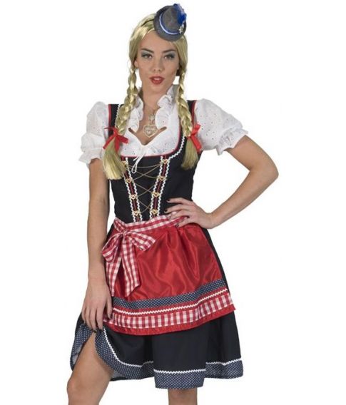 Flot Oktoberfest kostume med kjole, bluse og forklæde.