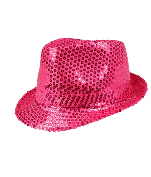 Popstar hat i hot pink med pailletter 