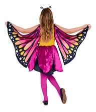 Farverigt magenta sommerfugle kostume til piger str 116 - 158 cm.