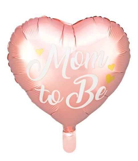 Flot pink hjerteformet folie ballon med Mom to Be.