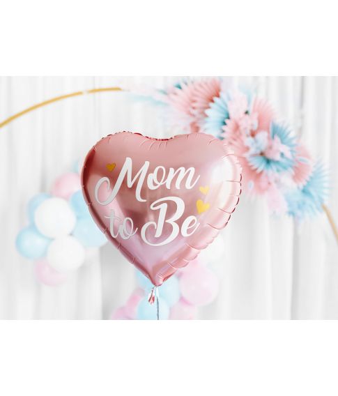 Flot pink hjerteformet folie ballon med Mom to Be.