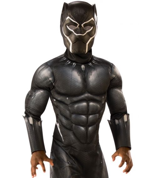 Black Panther kostume med muskel jumpsuit til drenge.