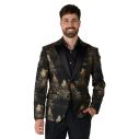 Flot sort OppoSuits blazer med guld grantræer.