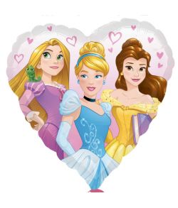 Flot hjerte folieballon med Disney Prinsesser.