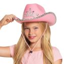 Flot pink Cowboyhat med diadem til børn.