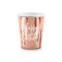 Flotte rose gold papkrus med hvidt Happy Birthday.