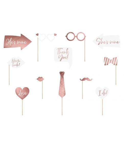 Bryllups foto sticks rose gold 