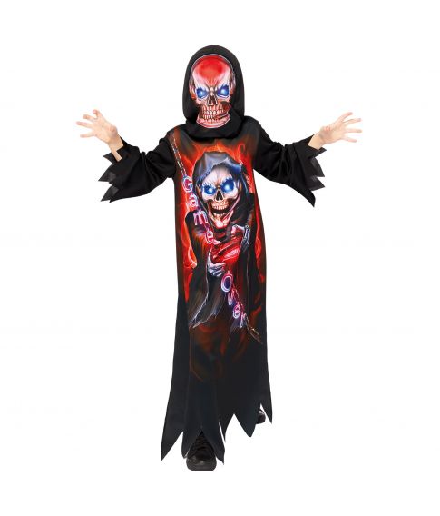 Sejt Gaming Reaper kostume med uhyggeligt print.