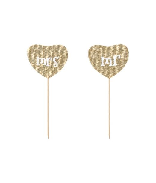 Mr & Mrs jute cake topper