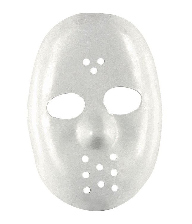 Hvid hockey maske.