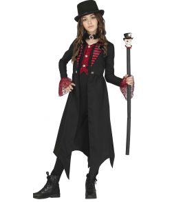 Flot Gothic girl kostume med lang jakke og vest. 