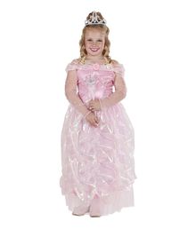 Flot pink prinsesse kostume med kjole og diadem.