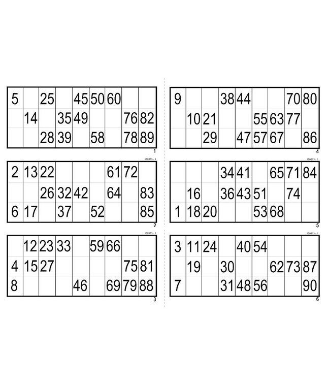 Banko 6 plader 1-90 numre