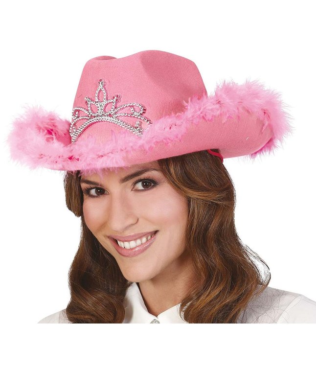 Pink Cowboyhat med diadem.