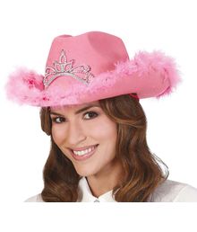 Pink Cowboyhat med diadem.