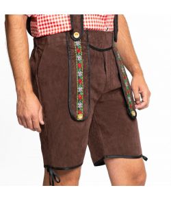 Mørkebrune lederhosen.