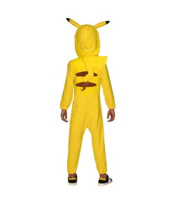 Pokemon Pikachu jumpsuit  i fleece med hætte til børn.