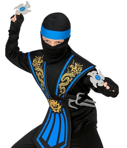 Sejt Blå ninja kostume med våben.