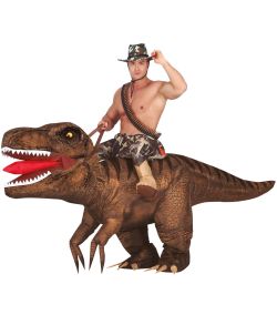 Sjovt oppusteligt Ride On T-rex kostume.