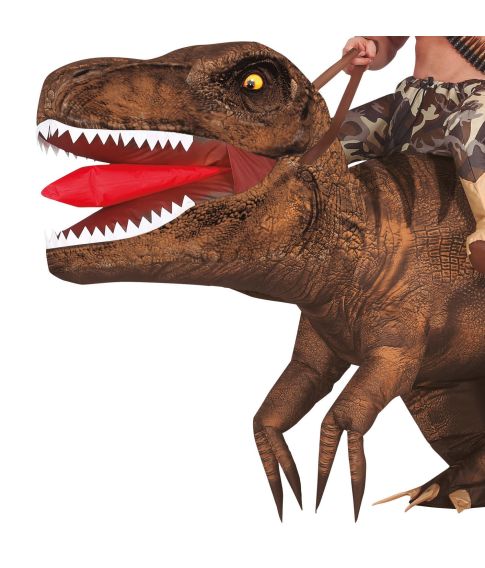 Sjovt oppusteligt Ride On T-rex kostume.